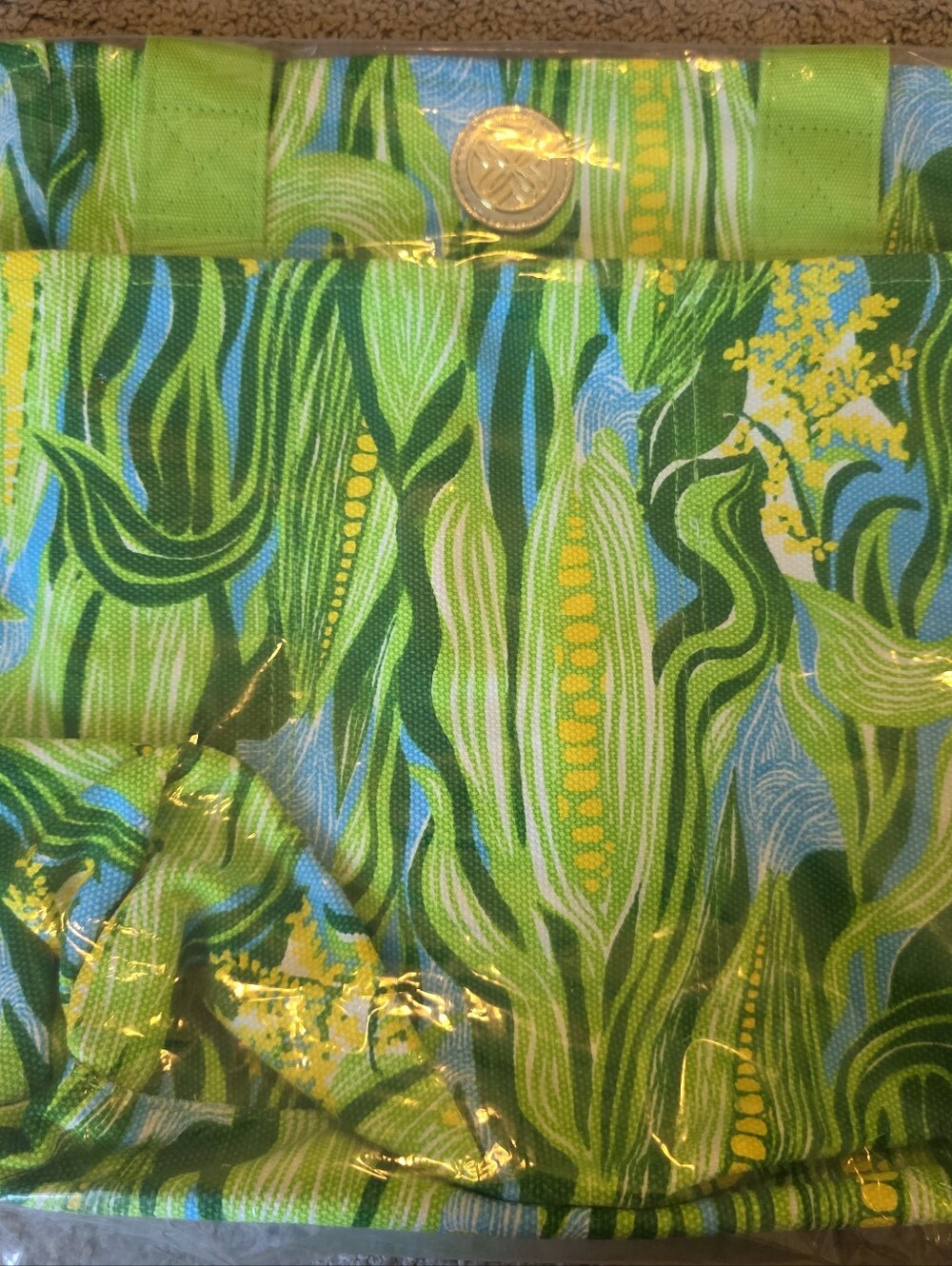 🌽 Lilly Pulitzer Corn Picks & Market Tote Bag In “Turquoise Tide Sweet Corn” - Picture 5 of 8